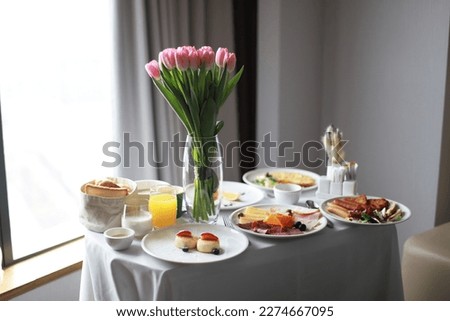 Breakfast in the room, room service Royalty-Free Stock Photo #2274667095