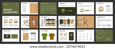 Green and Brown Brand Guidelines template. Brand Identity presentation. Logo Guideline template. Logo Guide Book. Logotype presentation Royalty-Free Stock Photo #2274674011