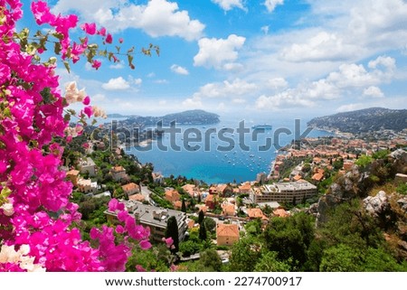 beautiful lanscape of riviera coast and turquiose water of cote dAzur at summer day, France Royalty-Free Stock Photo #2274700917