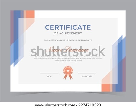 Modern Certificate Template Vector Design Royalty-Free Stock Photo #2274718323