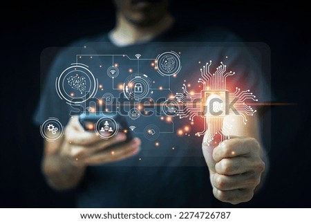 Fingerprint scanning technology provides security and access authorization Royalty-Free Stock Photo #2274726787
