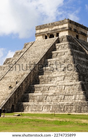 Close-up of the stairs of the Mayan temple of Chichen Itza, in Mexico. Travel concept.Mayan pyramids in Yucatan, Mexico Royalty-Free Stock Photo #2274735899