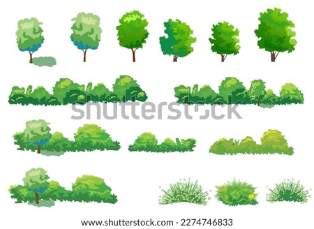 Set of trees and bushes for design elements. Vector illustration isolated on white background. Royalty-Free Stock Photo #2274746833