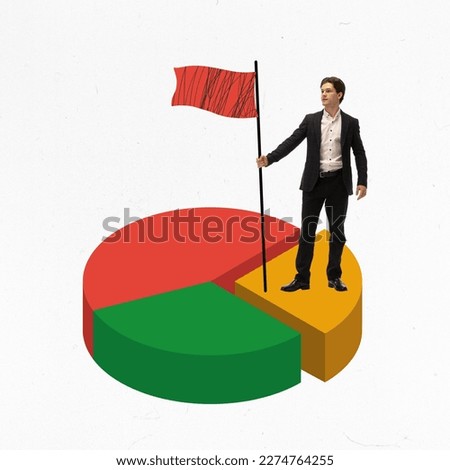 Market gap. Creative modern conceptual design. Businessman standing on circle graph. New way of delivering an existing service. Concept of market research, business, strategy, analytics and statistics Royalty-Free Stock Photo #2274764255
