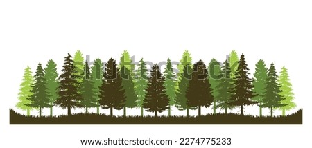 Pine tree vector of forest green nature silhouette landscape background panorama evergreen backdrop Royalty-Free Stock Photo #2274775233