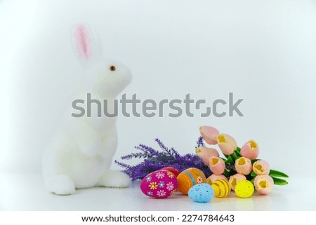 Beautiful Easter decor on a white background. Selective focus. holiday.