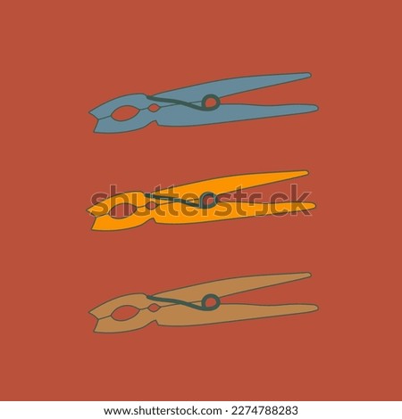 Wooden clothespin hand drawn illustration. Laundry holder isolated icon. Clamp accessory for holding, hanging vector clip art