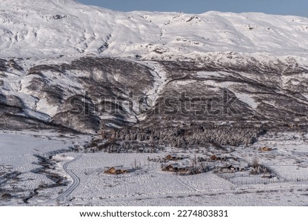 Snow winter mountain tops in Iceland 