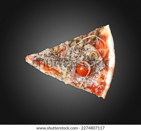 Delicious pizza on a dark background close-up