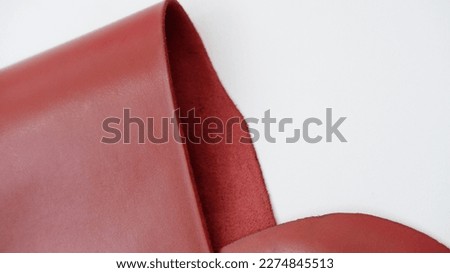 leather. cow-hide. Close up photo of Red cowhide with white background. suitable for skin photo needs. leather industry. product photos