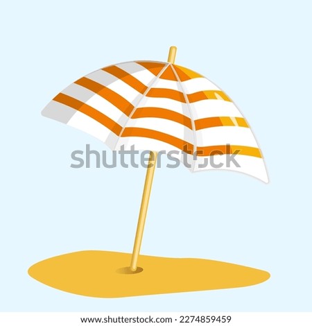 Vector Beach Umbrella, Orange and White