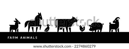 Farm Animals silhouettes isolated on white background. Vector illustration Royalty-Free Stock Photo #2274860279
