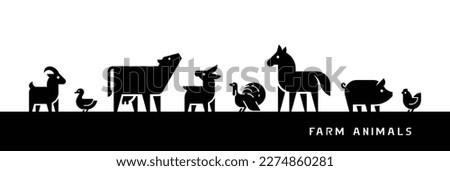 Farm Animals silhouettes isolated on white background. Vector illustration Royalty-Free Stock Photo #2274860281