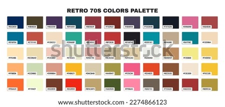 Retro color guide palette in trendy 70s style. Color palette with code.Vector illustration Royalty-Free Stock Photo #2274866123