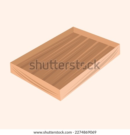 Wooden tray flat vector illustration. wooden food flat kitchen tray cartoon vector illustration for graphic design and decorative element