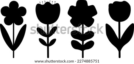 Flowers leaves silhouette vector illustration
