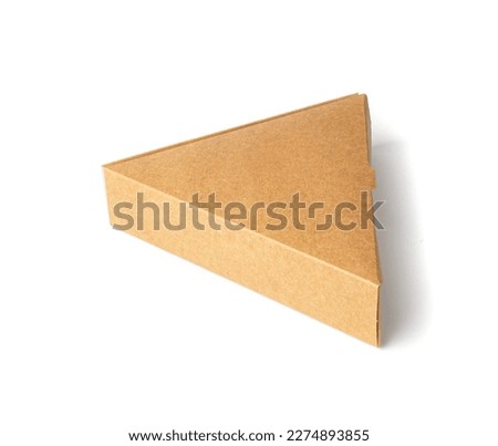 Empty Triangle Paper Box, Single Pizza Slice Brown Cardboard Package, Triangular Box Isolated on White Background, Clipping Path Royalty-Free Stock Photo #2274893855
