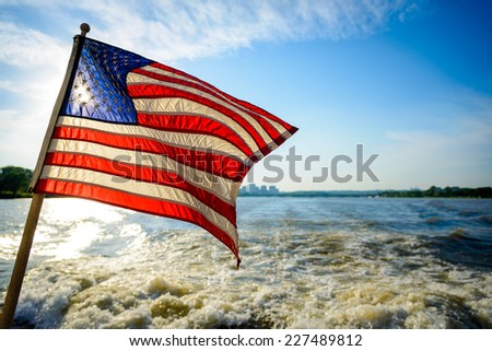 American flag on the boat