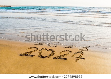 new year 2024 on sea beach with love concepts