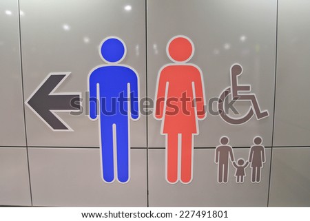 Toilet symbols for men and women and wheelchair