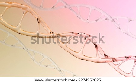 human dna structure with glass helix, deoxyribonucleic acid on background, nucleic acid molecules, human genome, development science, information, chromosome change, 3d rendering, copy space Royalty-Free Stock Photo #2274952025
