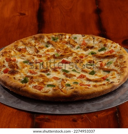 Commercial Pizza on Red surface