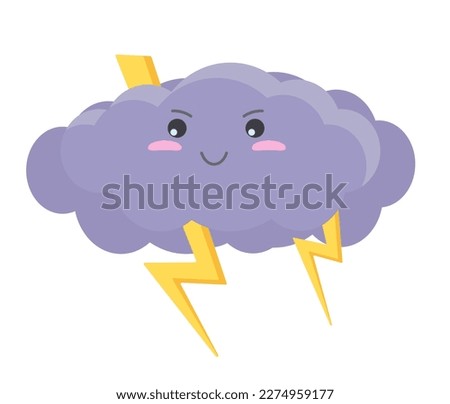 Cute storm cloud. Lovely weather forecast, cute thunder storm vector cartoon illustration Royalty-Free Stock Photo #2274959177