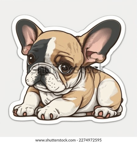 A cute sticker of a french bulldog puppy dog on white background, in cartoon vector format
