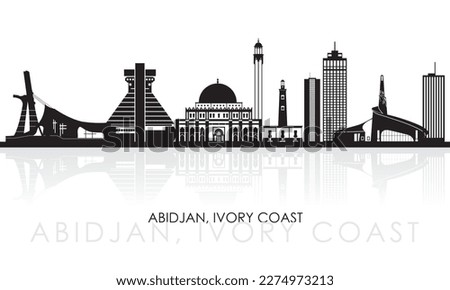 Silhouette Skyline panorama of city of Abidjan, Ivory Coast - vector illustration Royalty-Free Stock Photo #2274973213