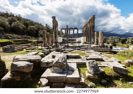 Euromos (Euromus) Ancient City. Soke - Milas road, Mugla, Turkey. Temple of Zeus Lepsynos was built in the 2nd century Royalty-Free Stock Photo #2274977969