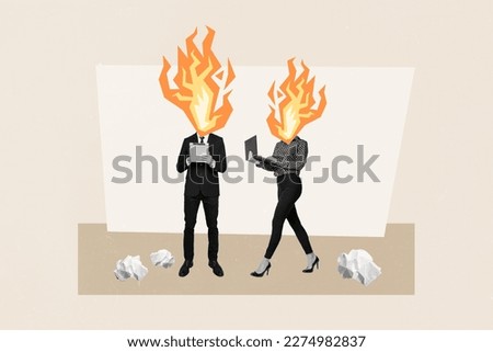 Creative sketch collage artwork picture of two weird people work hard meeting conference crumpled paper isolated on painting background
