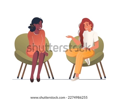 Women gossiping, telling, whispering secrets. Girlfriends talking shocking secret of news behind back. Surprised shocked person listening to rumors from girl friends. Vector isolated illustration  Royalty-Free Stock Photo #2274986255