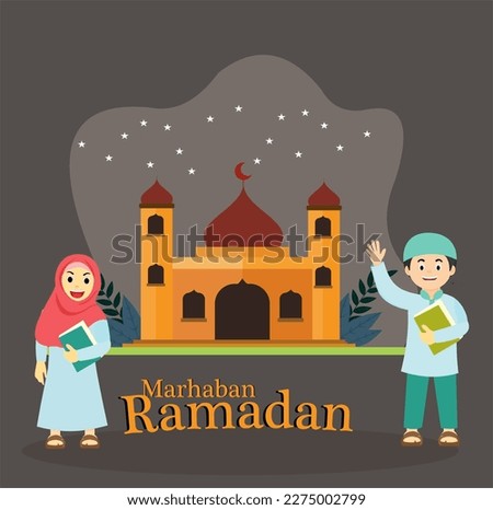 vector illustration of greeting card or social media flyer with ramadan message