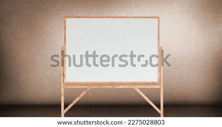 Image of white board with copy space on gray background. Global education and digital interface concept digitally generated image.