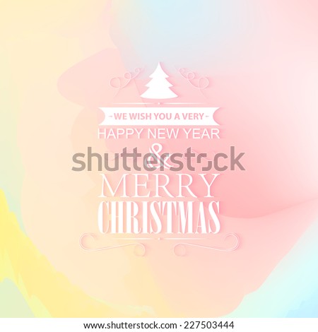 Happy New Year and Merry Christmas vector illustration for holiday design. Party poster, greeting card, banner or invitation.