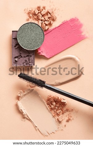 combination of makeup textures. Makeup product background. makeup foundation, cosmetics makeup. Royalty-Free Stock Photo #2275049633