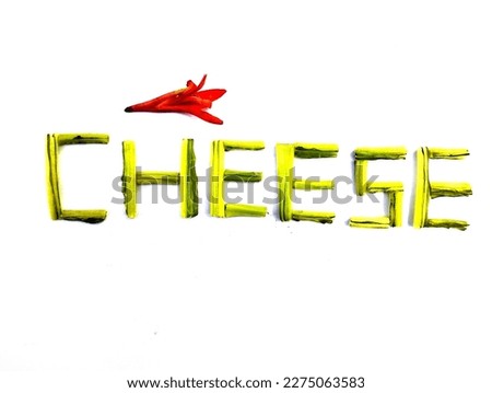 Leaf font cheese isolated on white background. real vegetable plant leaves and flower font.