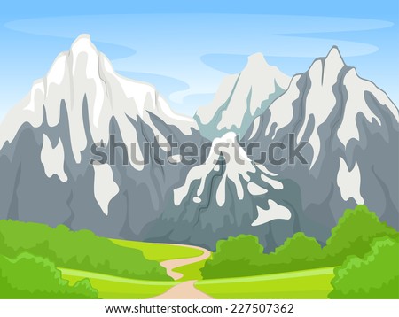Illustration Featuring a Snowy Mountain Scene