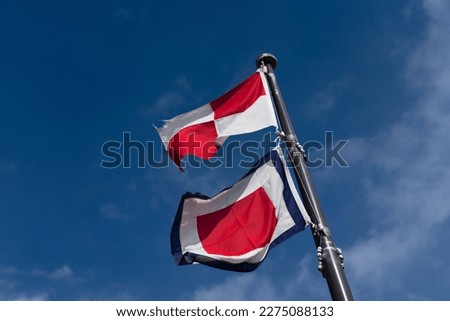 Signal flag on the Japanese seashore.