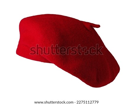 female red beret isolated on white background. autumn accessory