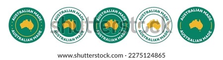 australian made icon set. made in Australia. australian made product icon suitable for commerce business. badge, seal, sticker, logo, and symbol Variants. Isolated vector illustration Royalty-Free Stock Photo #2275124865