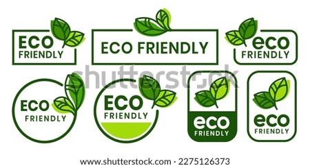 Set of eco friendly icons. Ecologic food stamps. Organic natural food labels. Royalty-Free Stock Photo #2275126373