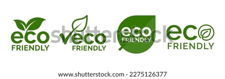 Set of eco friendly icons. Ecologic food stamps. Organic natural food labels. Royalty-Free Stock Photo #2275126377