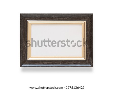 Wooden rectangle border photo frame isolated on white background.
