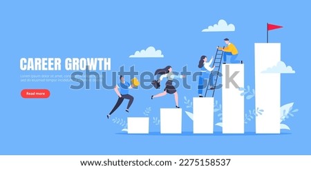 Business mentor helps to improve career and holding stairs steps vector illustration. Mentorship, upskills, climb help and self development strategy flat style design business concept. Royalty-Free Stock Photo #2275158537