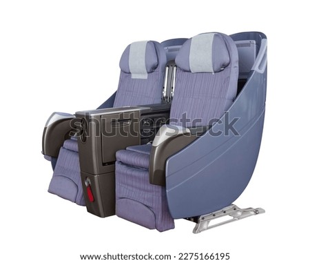 Airplane business class seat on white background Royalty-Free Stock Photo #2275166195