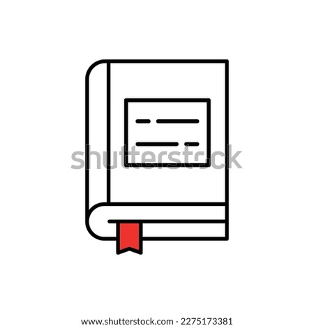 linear black abstract book icon for easy education. simple lineart trend stroke art knowledge logotype graphic web design element isolated on white. concept of brochure with rules or guidebook sign Royalty-Free Stock Photo #2275173381
