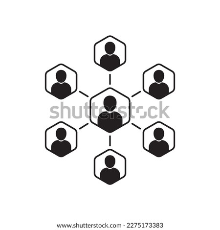 black teamwork or collaboration abstract icon. concept of web conference or e-learning and business project discussion. flat trend net communication logotype graphic chart design isolated on white Royalty-Free Stock Photo #2275173383