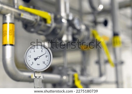 food industry brewery - plant with dial gauge to check the plants  Royalty-Free Stock Photo #2275180739