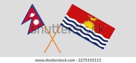 Crossed flags of Nepal and Kiribati. Official colors. Correct proportion. Vector illustration